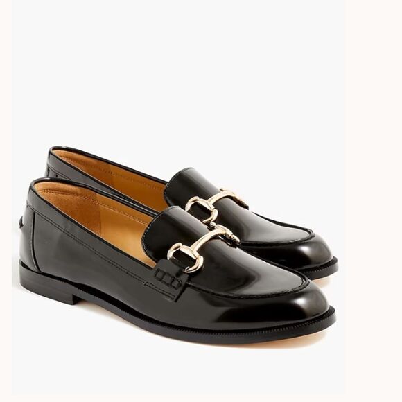 J. Crew Shoes - J.Crew Classic Black Vegan Leather Loafers with Gold Hardware Horsebit Size 9